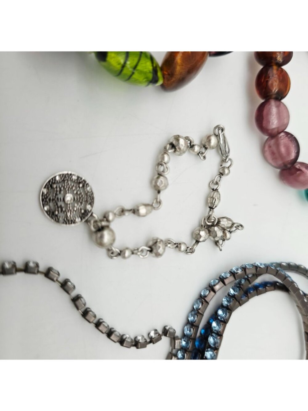 Mixed Lot Of Fashion Bracelets & Bangles Beaded Rhinestone Glass & Metal - Picture 5 of 9